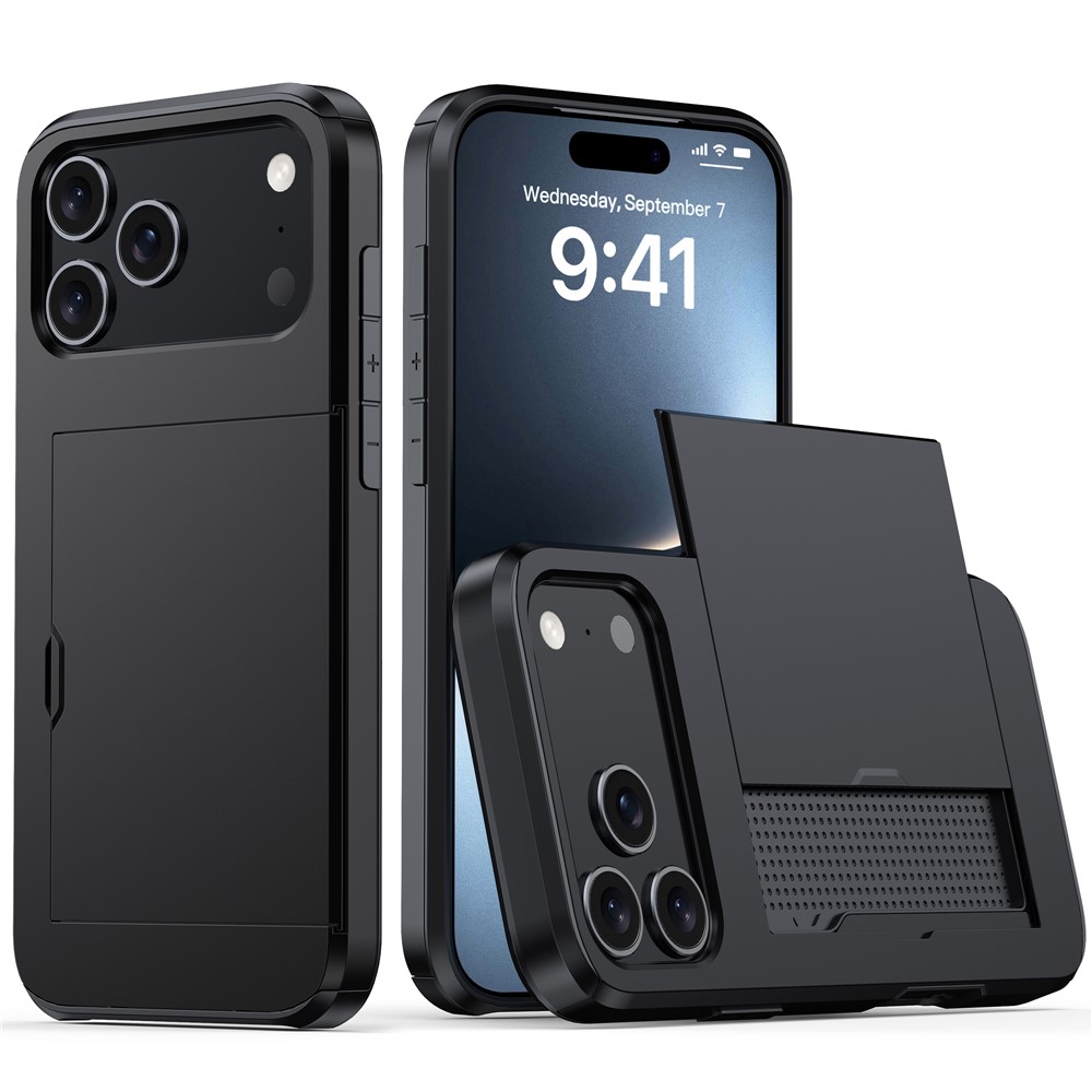  iPhone 17 Pro Max Skal Hybrid Med Kortfack Svart