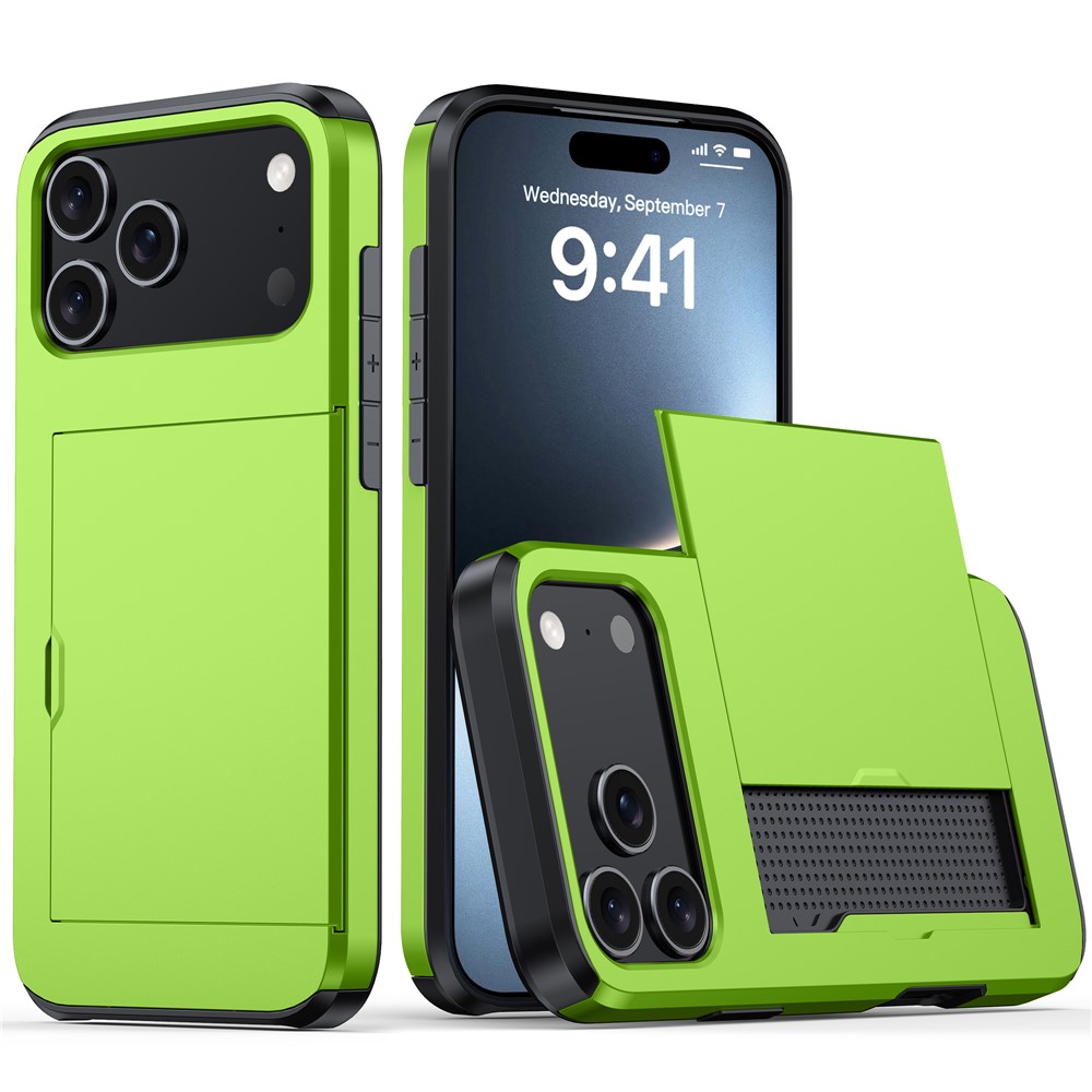  iPhone 17 Pro Max Skal Hybrid Med Kortfack Grön