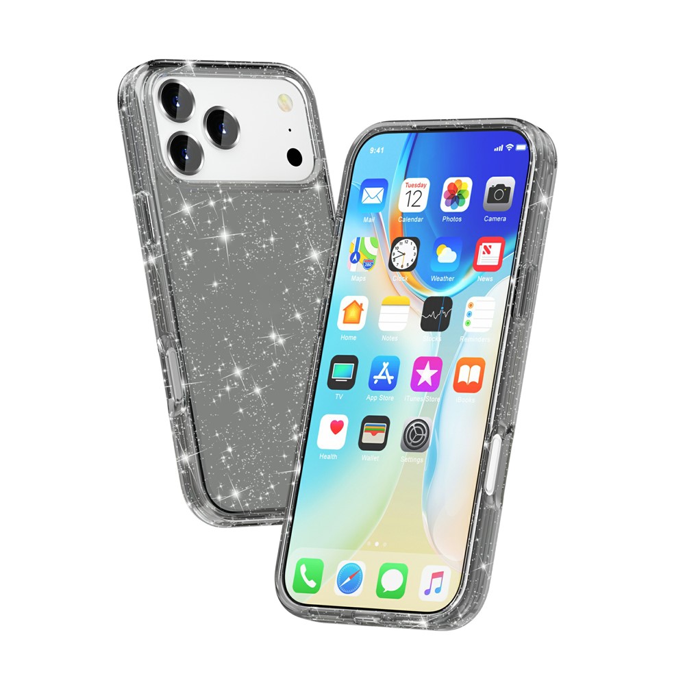  iPhone 17 Pro Max Skal Glitter Svart