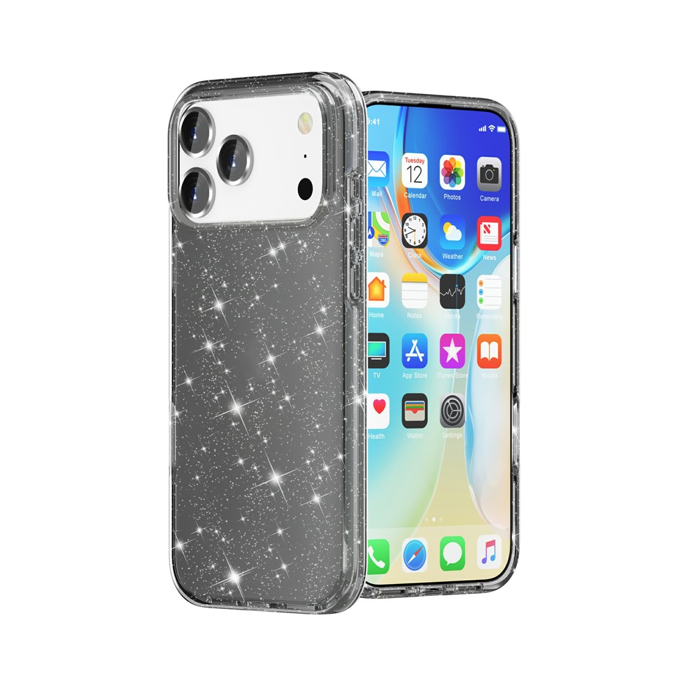  iPhone 17 Pro Max Skal Glitter Svart