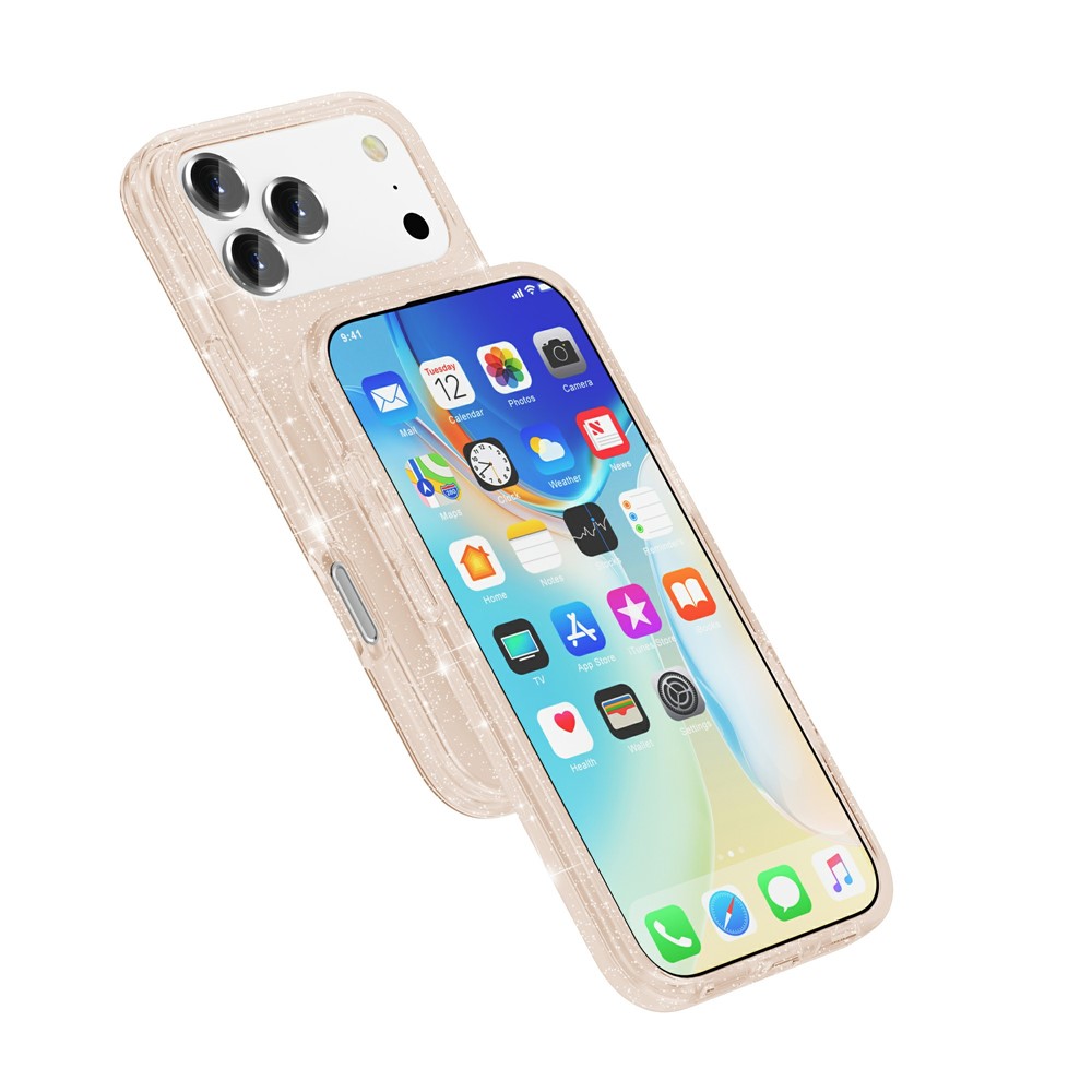  iPhone 17 Pro Max Skal Glitter Guld