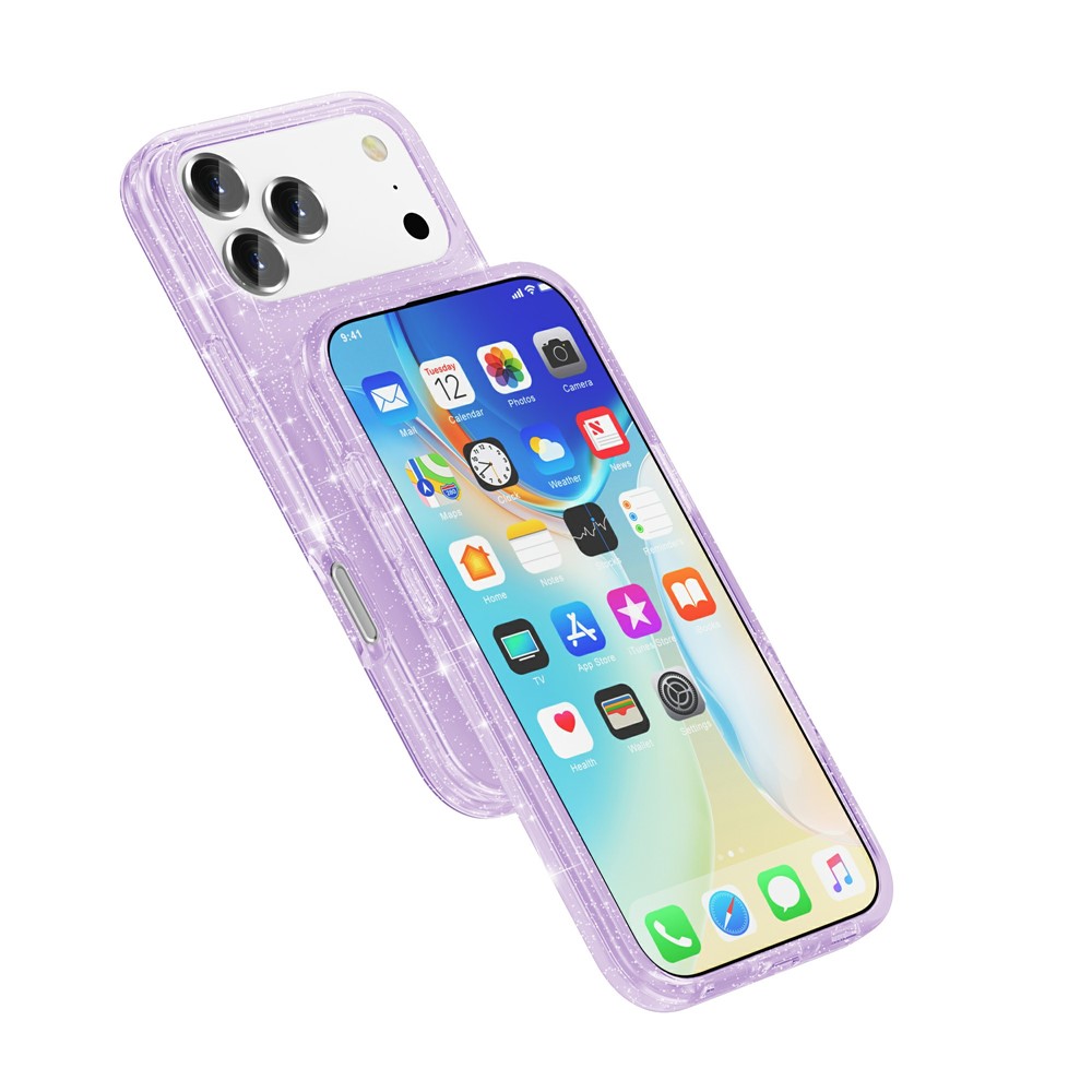  iPhone 17 Pro Max Skal Glitter Lila