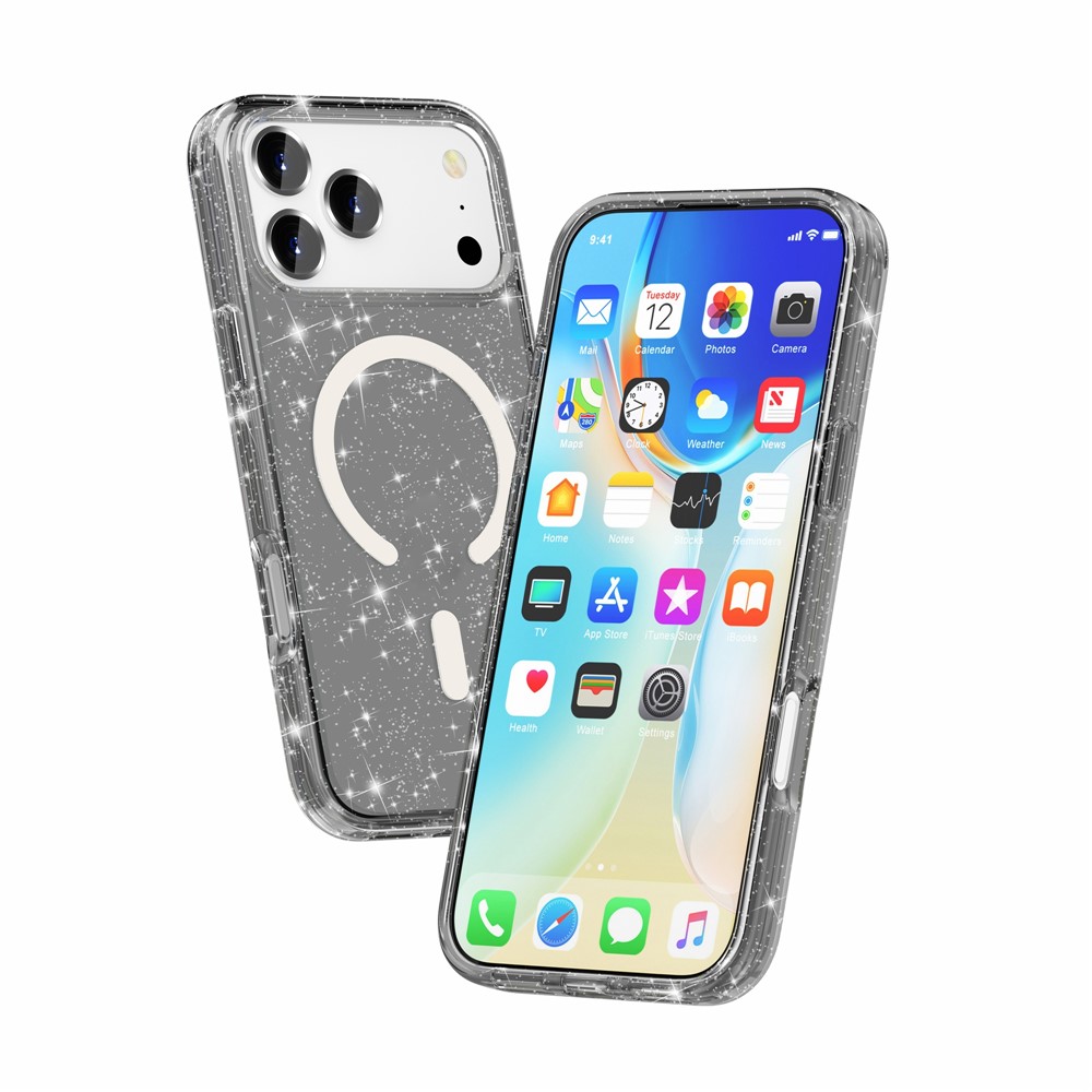  iPhone 17 Pro Max Skal MagSafe Glitter Svart