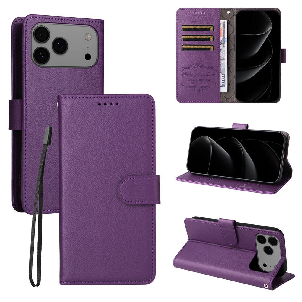  iPhone 17 Pro Max Fodral RFID Läder Lila