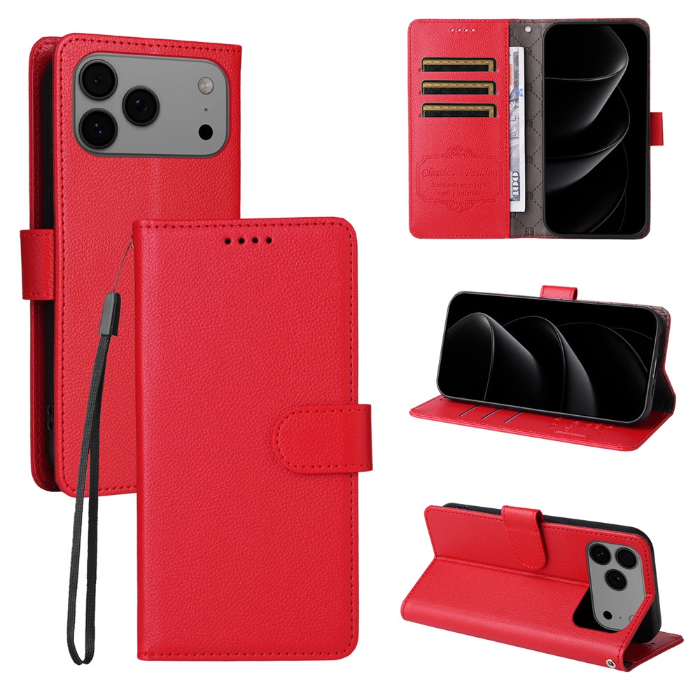 iPhone 17 Pro Max Fodral RFID Läder Röd