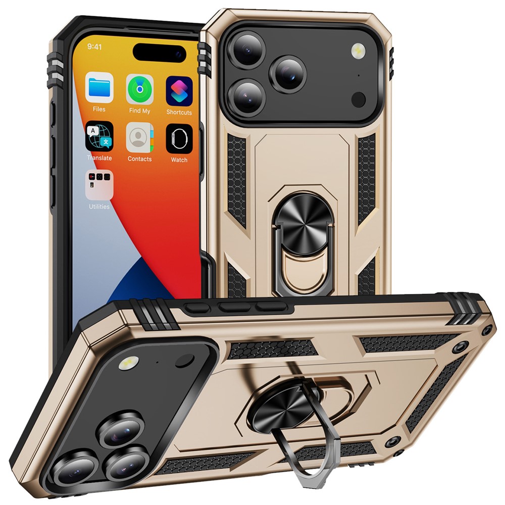  iPhone 17 Pro Max Skal Shockproof Hybrid Ring Guld