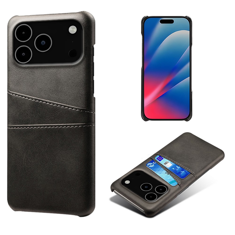  iPhone 17 Pro Max Skal Med Kortfack Läder Svart