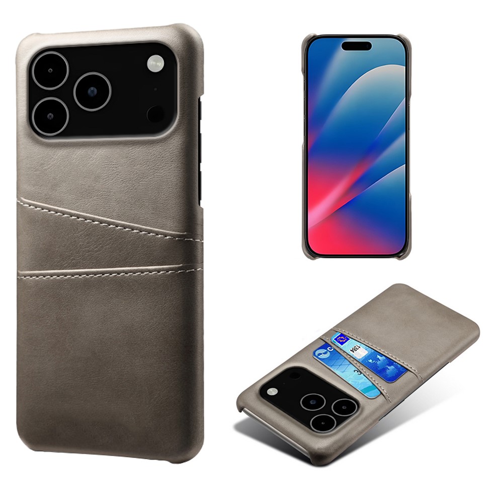  iPhone 17 Pro Max Skal Med Kortfack Läder Grå