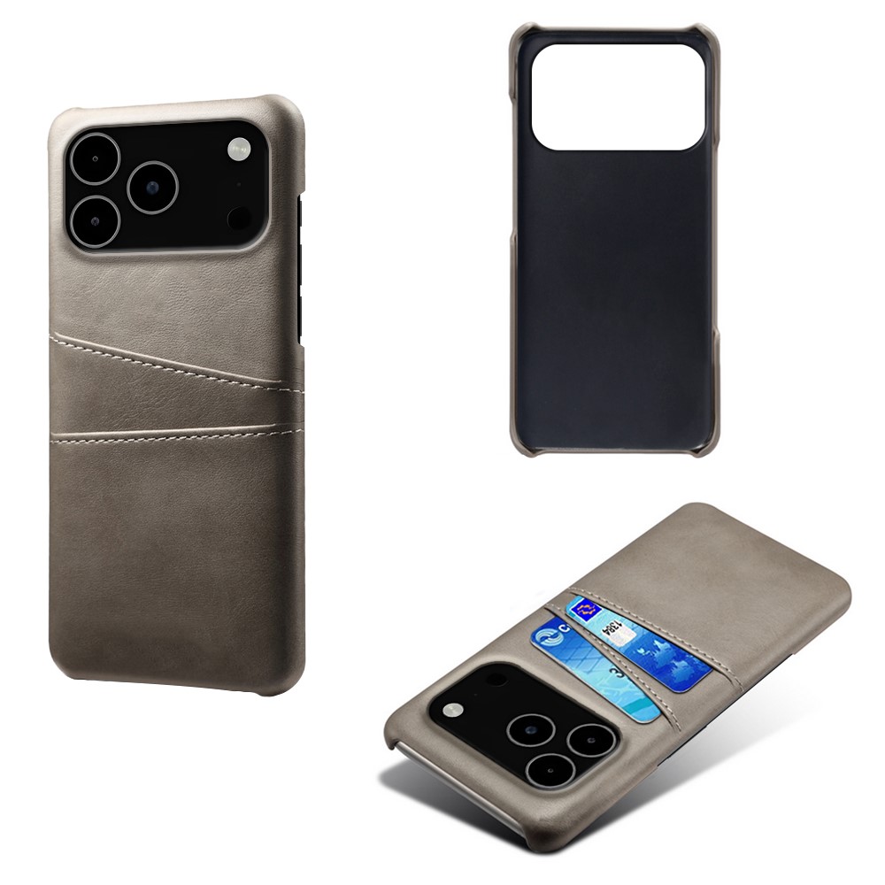  iPhone 17 Pro Max Skal Med Kortfack Läder Grå