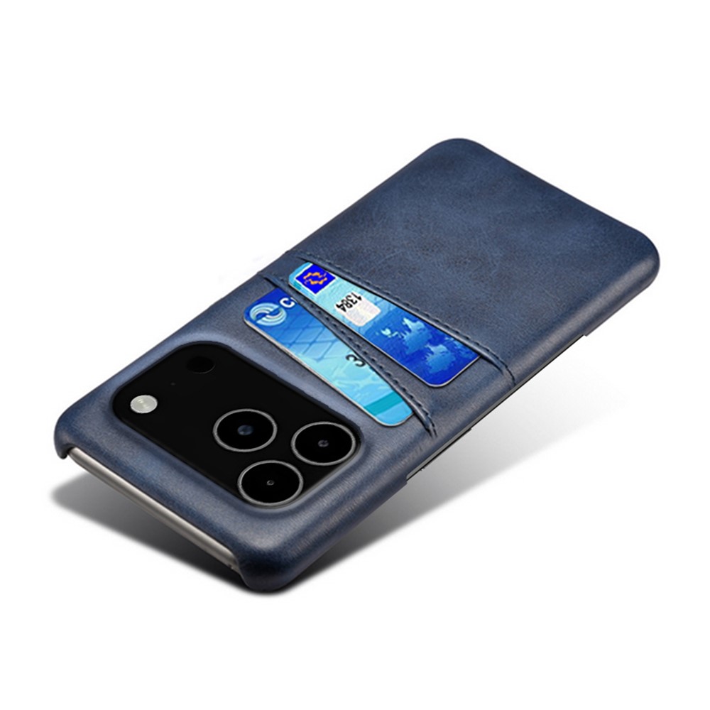  iPhone 17 Pro Max Skal Med Kortfack Läder Blå