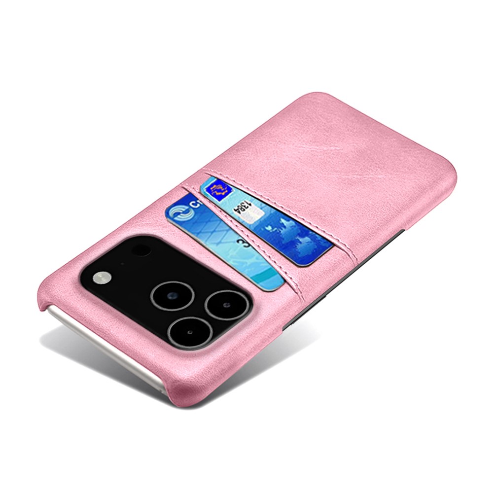  iPhone 17 Pro Max Skal Med Kortfack Läder Roséguld