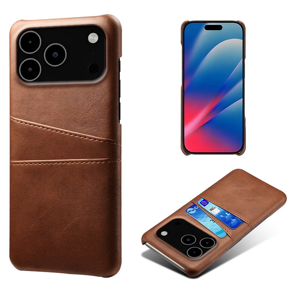  iPhone 17 Pro Max Skal Med Kortfack Läder Brun