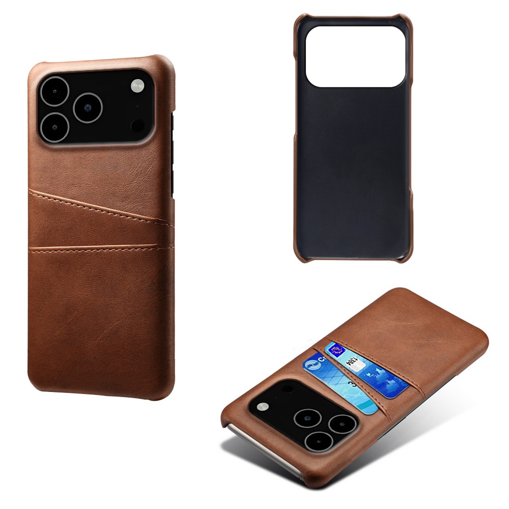  iPhone 17 Pro Max Skal Med Kortfack Läder Brun