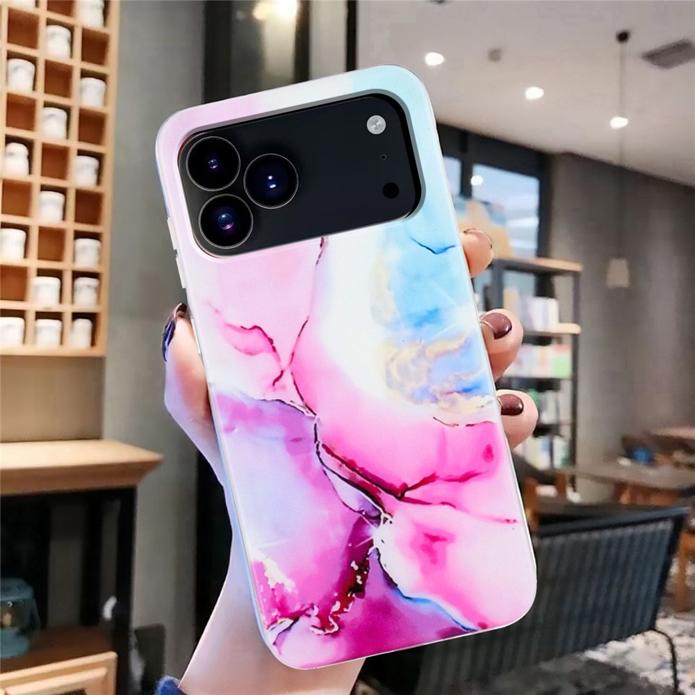  iPhone 17 Pro Max Skal Marmor TPU Rosa / Blå