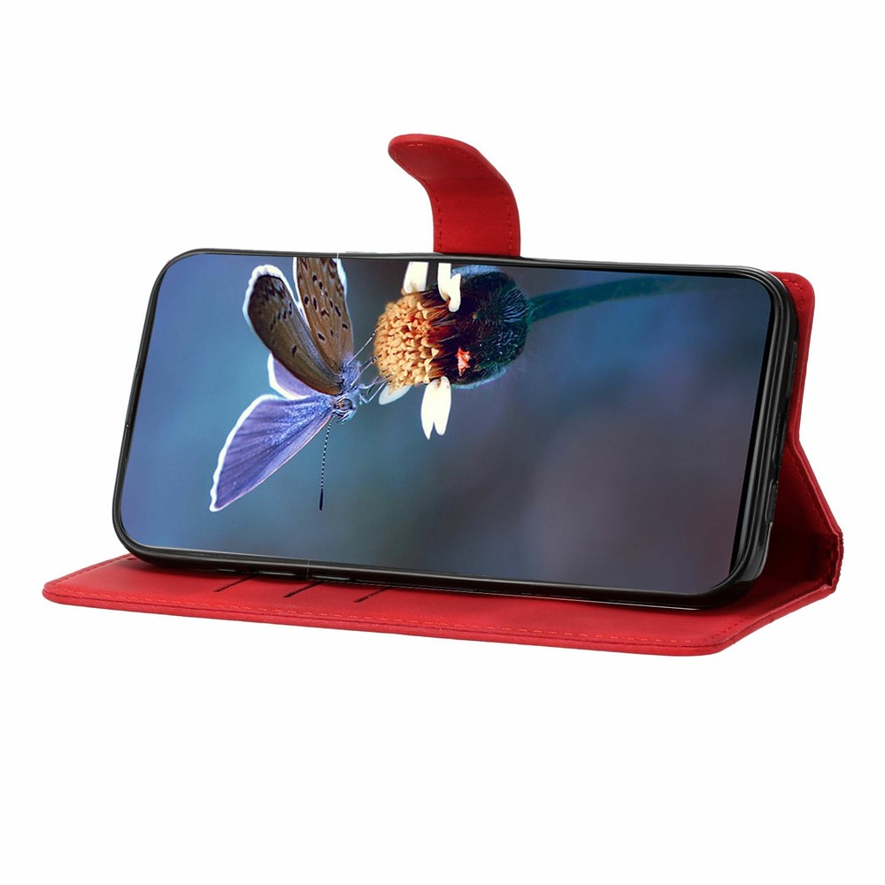  iPhone 17 Pro Max Fodral Med Blommigt Tryck Läder Röd