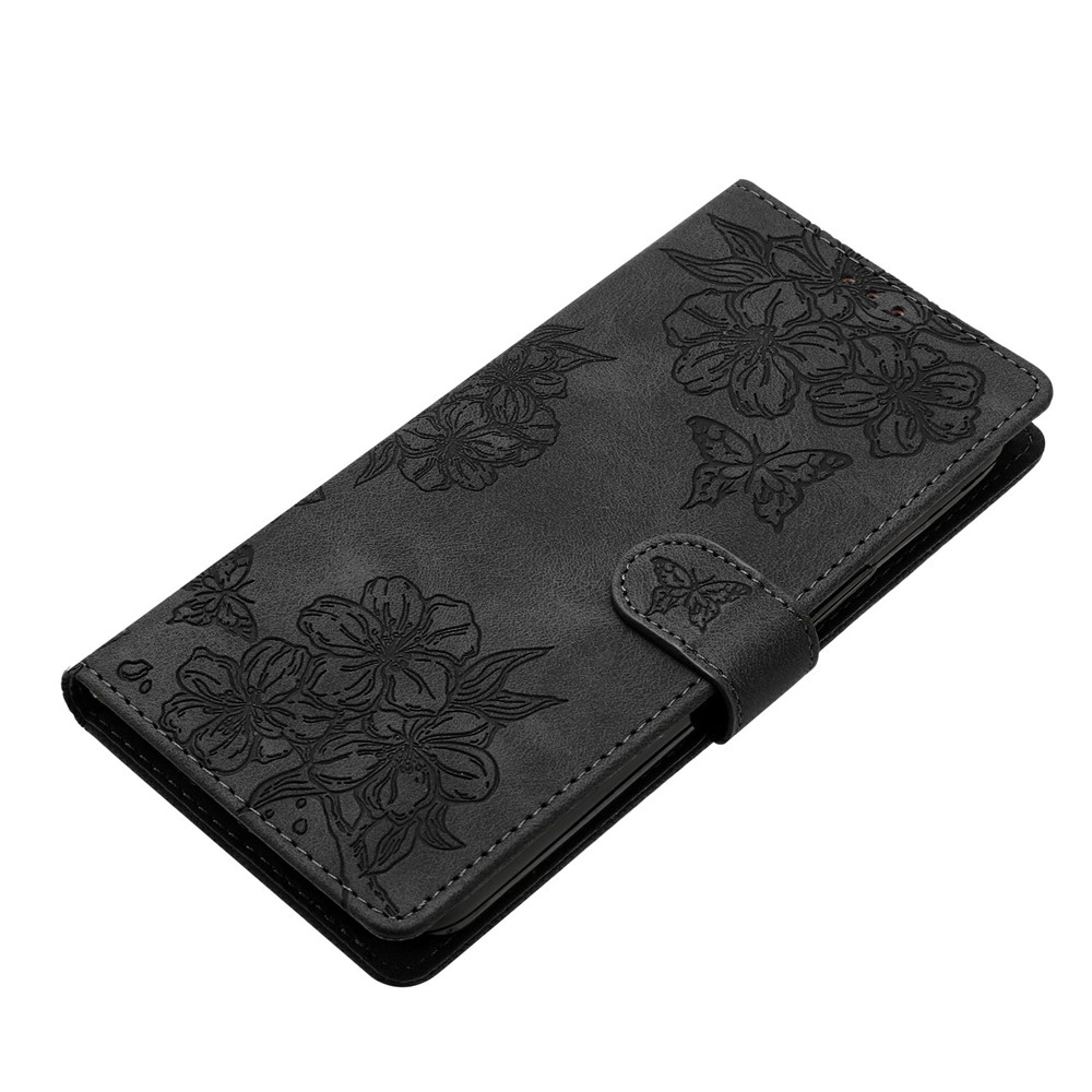  iPhone 17 Pro Max Fodral Med Blommigt Tryck Läder Svart