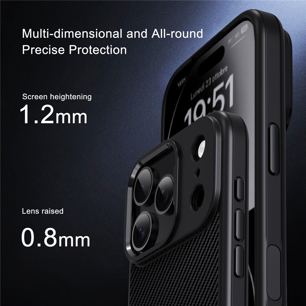 IPAKY IPAKY iPhone 17 Pro Max Skal TPU Kolfiber Textur Svart