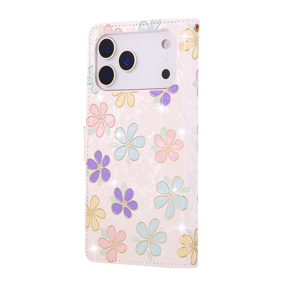  iPhone 17 Pro Max Fodral RFID Läder Färgglada Blommor