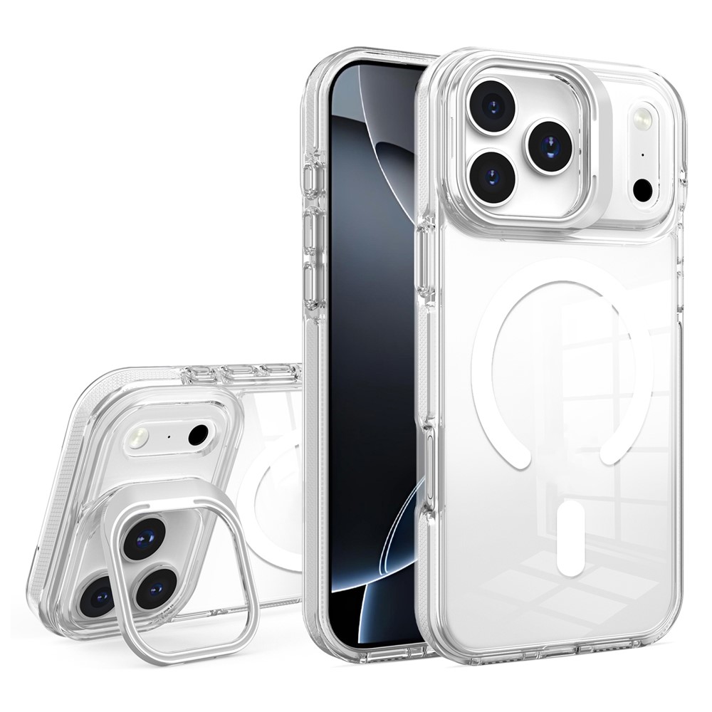  iPhone 17 Pro Max Skal MagSafe Kickstand Transparent / Vit