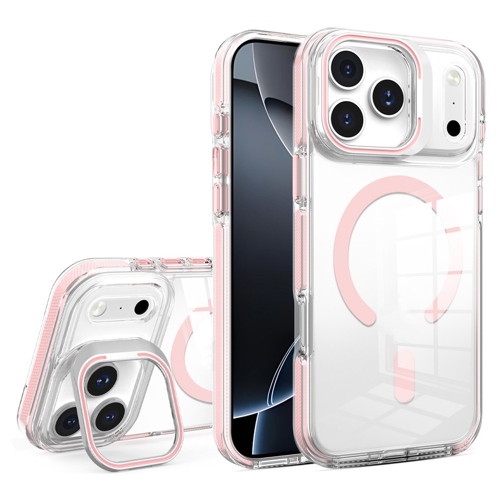  iPhone 17 Pro Max Skal MagSafe Kickstand Transparent / Rosa
