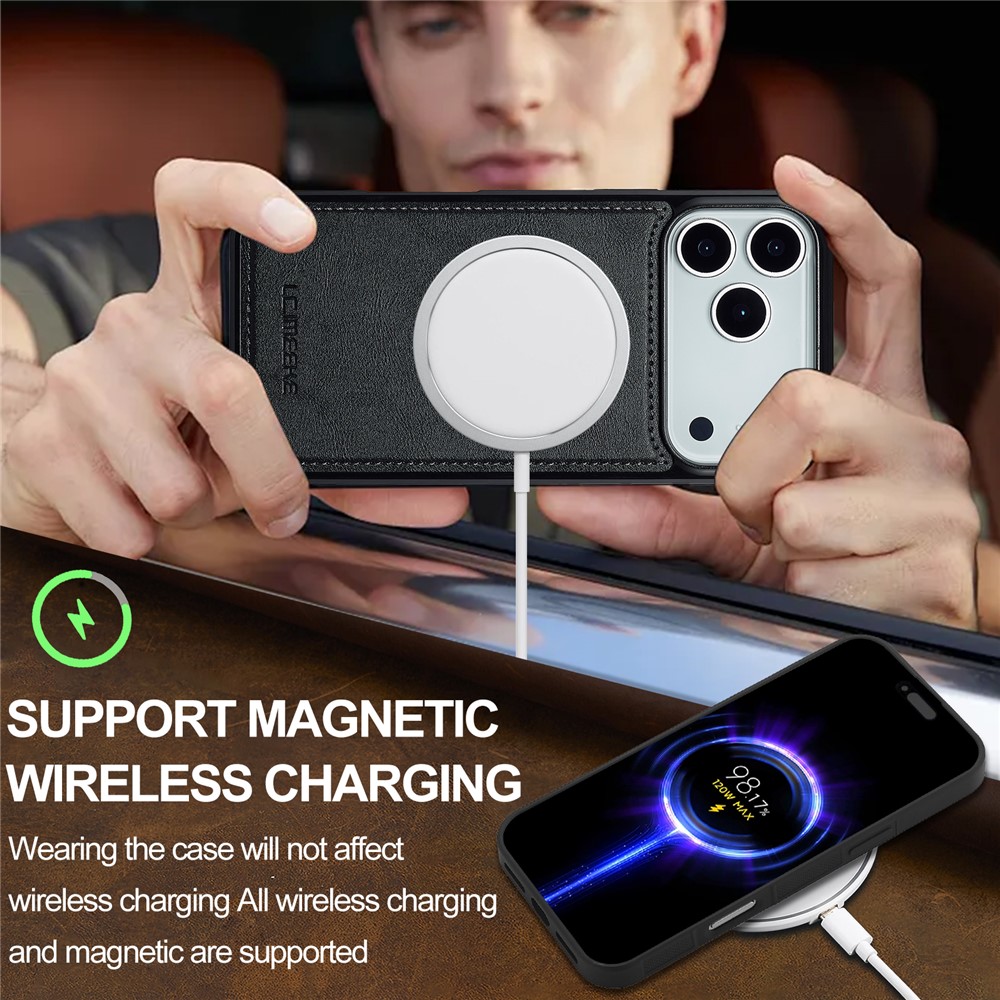 LC.IMEEKE LC.IMEEKE iPhone 17 Pro Max Skal MagSafe Läder Svart