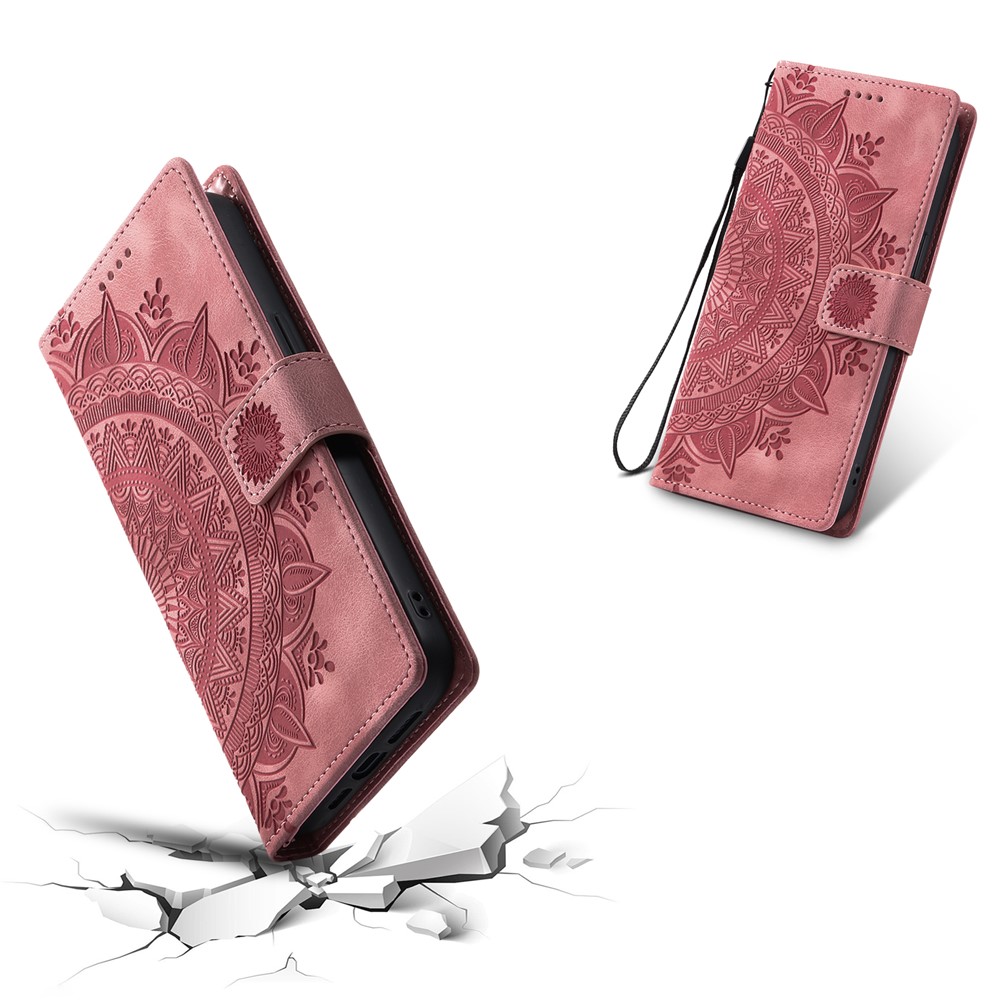  iPhone 17 Pro Max Fodral Mandala Läder Roséguld