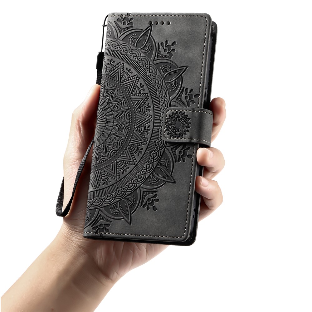  iPhone 17 Pro Max Fodral Mandala Läder Grå