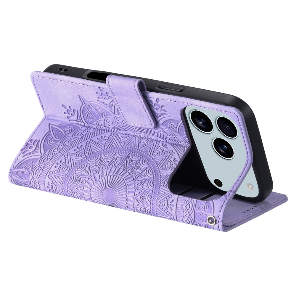  iPhone 17 Pro Max Fodral Mandala Läder Lila