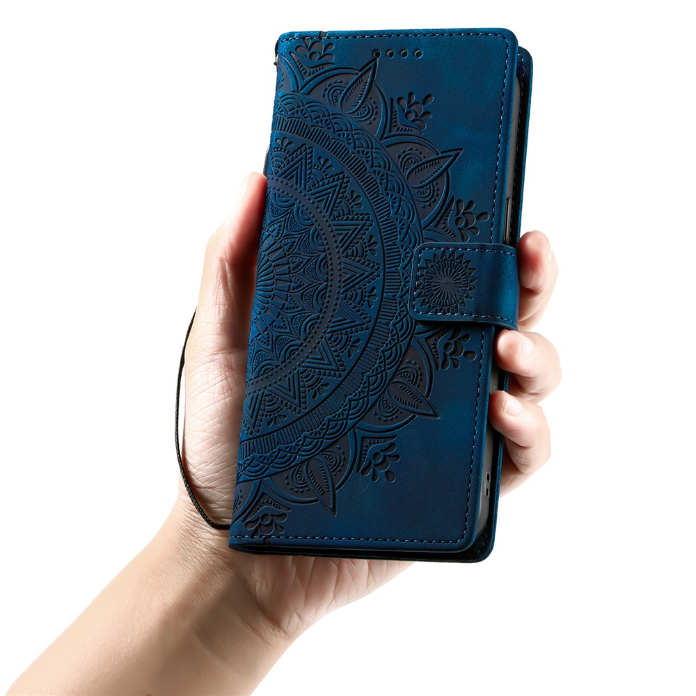  iPhone 17 Pro Max Fodral Mandala Läder Blå