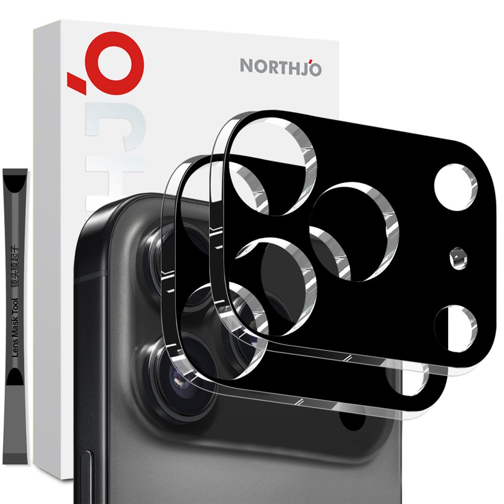 NORTHJO NORTHJO iPhone 17 Pro Max 2-PACK Linsskydd Härdat Glas Svart