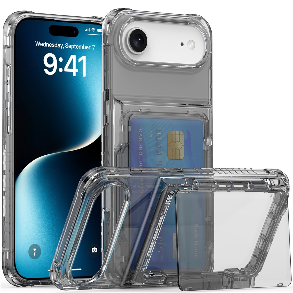  iPhone Air Skal Kickstand Med Kortfack Tonad Svart