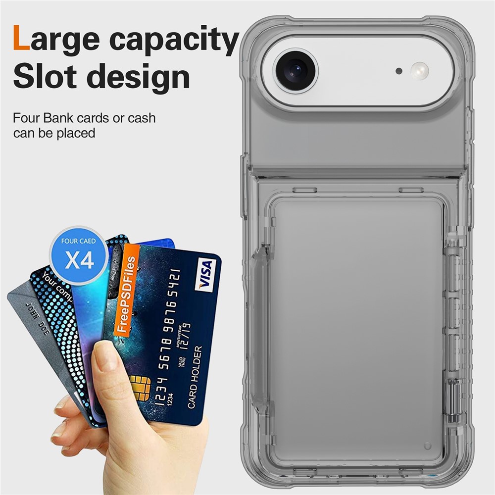  iPhone Air Skal Kickstand Med Kortfack Tonad Svart