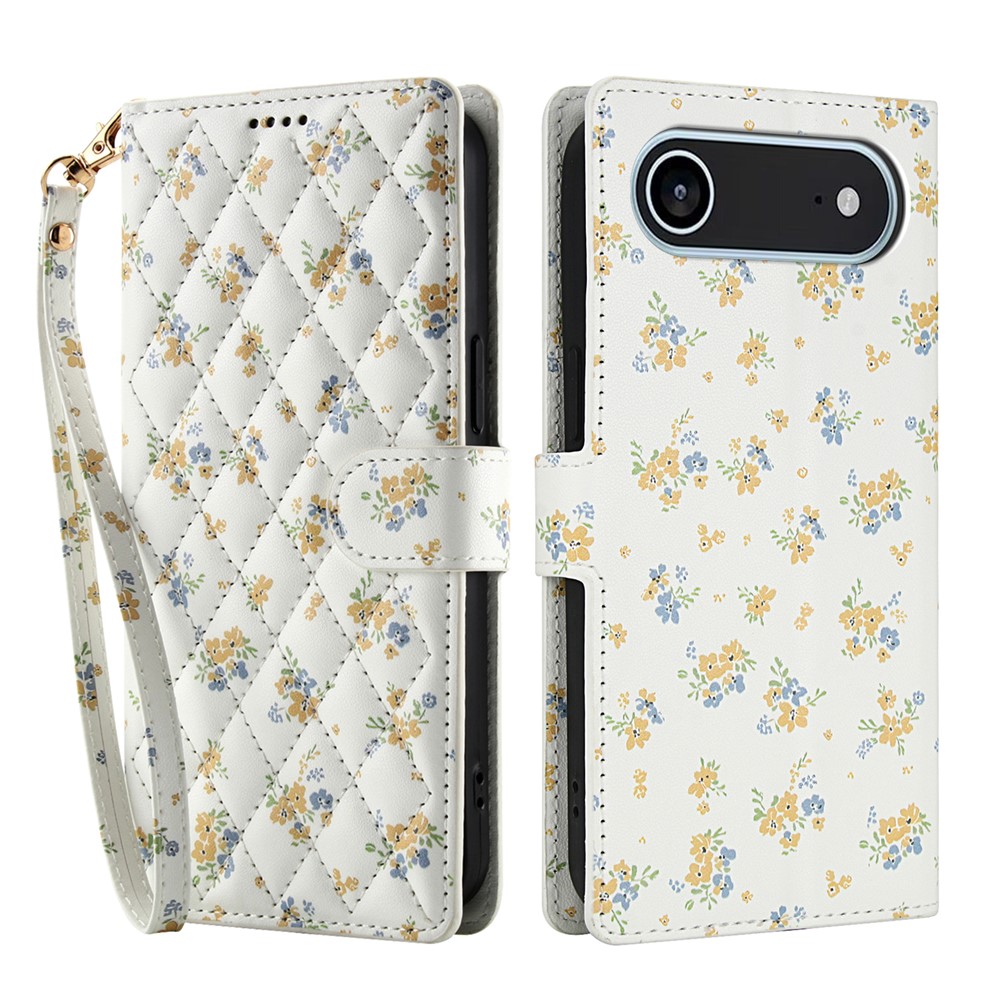  iPhone Air Fodral Rhombus Läder Blommor Vit