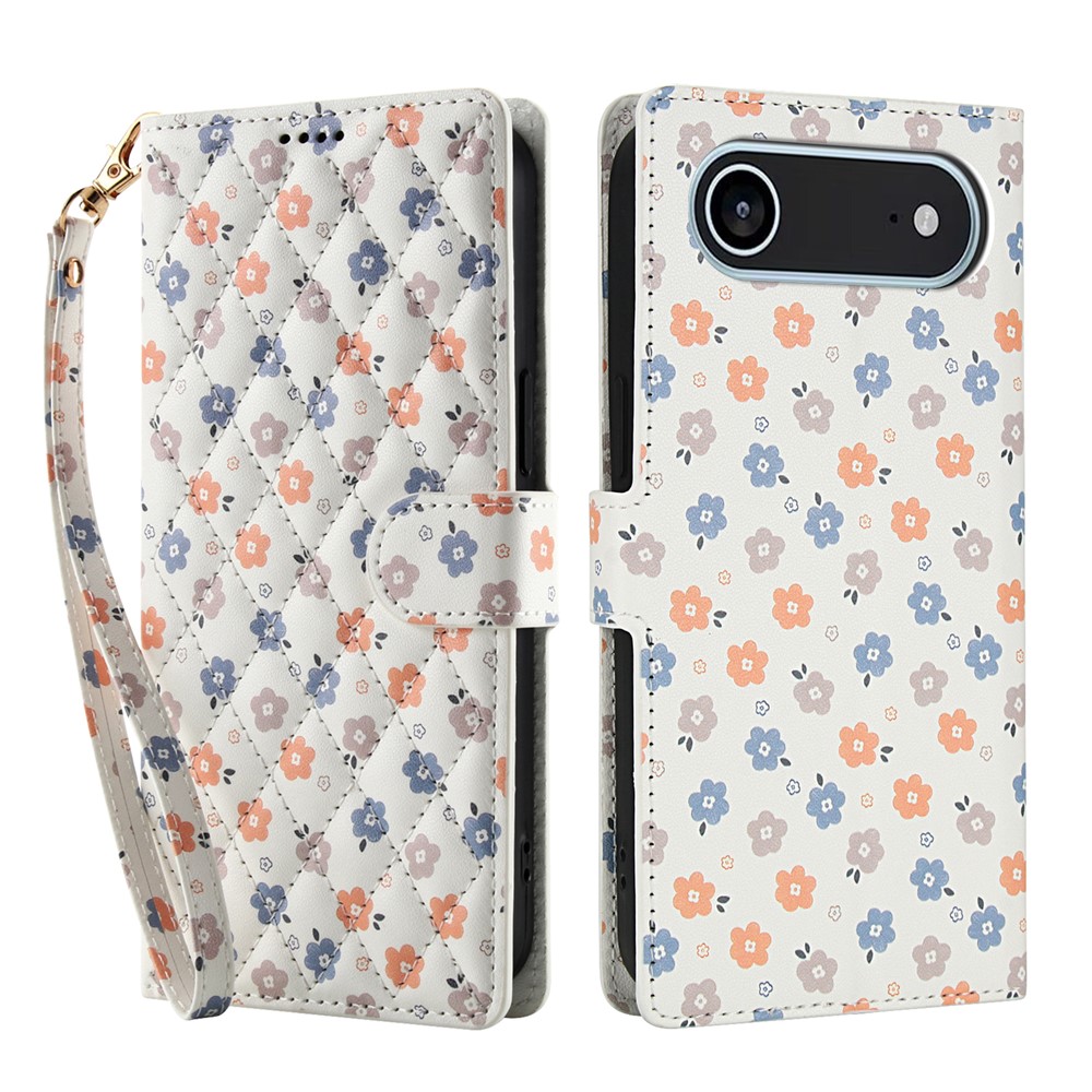  iPhone Air Fodral Rhombus Läder Blommor Vit
