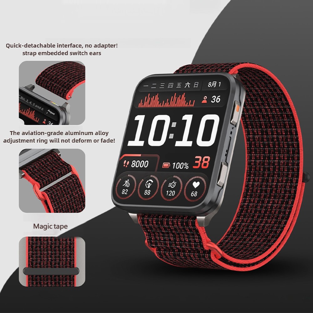  Garmin Venu X1 Armband Nylon Loop Röd / Svart