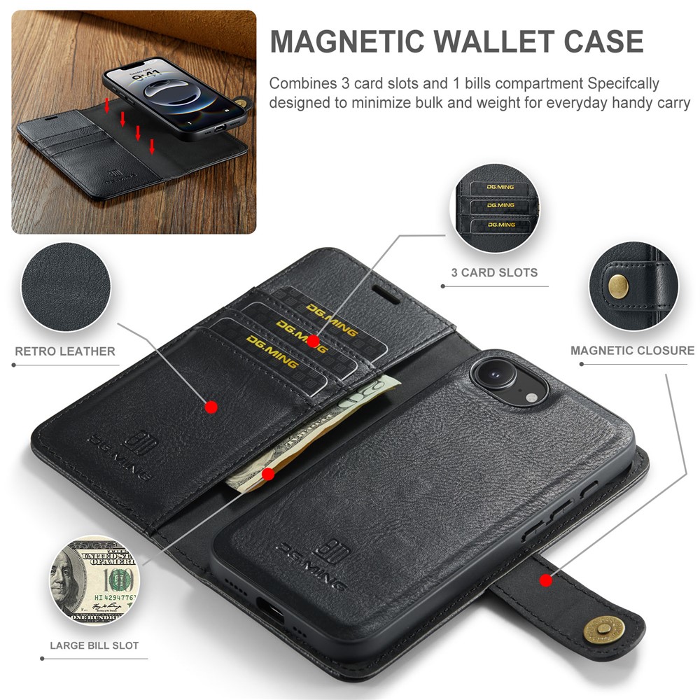 DG.MING DG.MING iPhone 17e / 16e 2in1 Magnet Fodral / Skal Svart