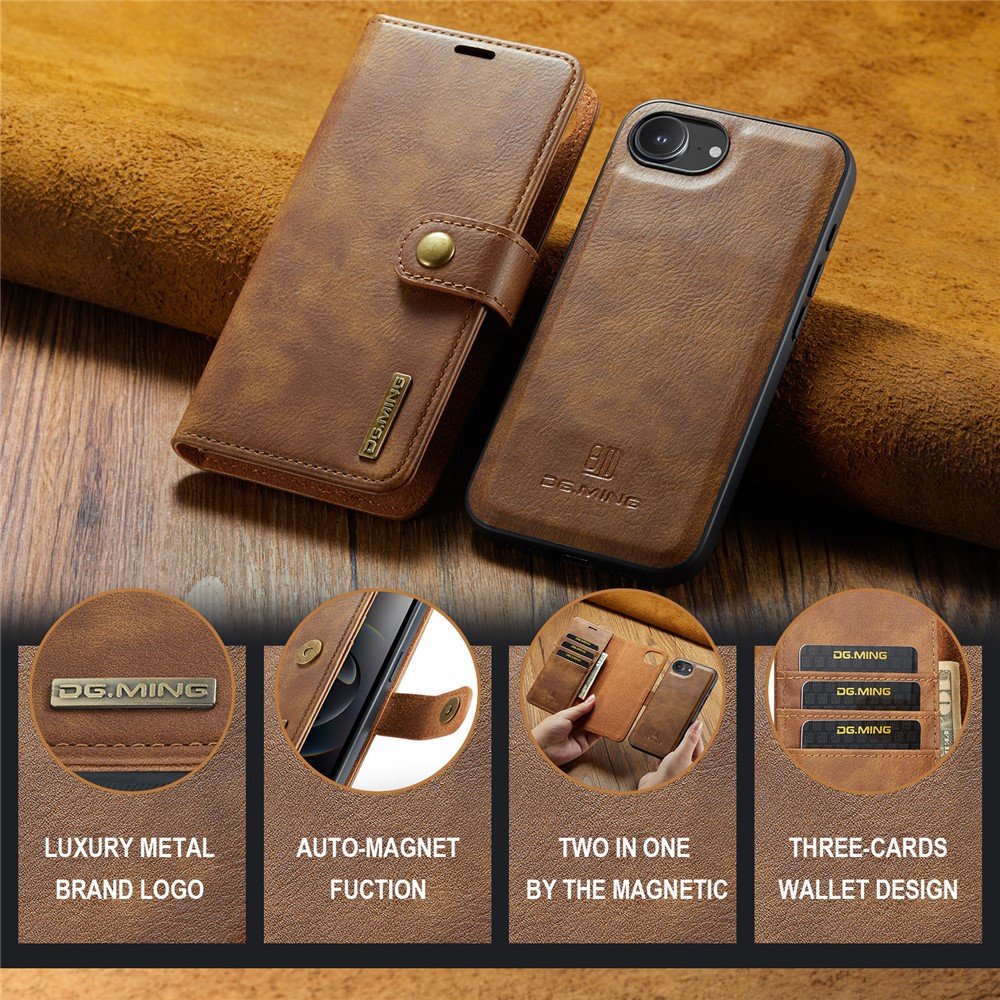 DG.MING DG.MING iPhone 17e / 16e 2in1 Magnet Fodral / Skal Brun