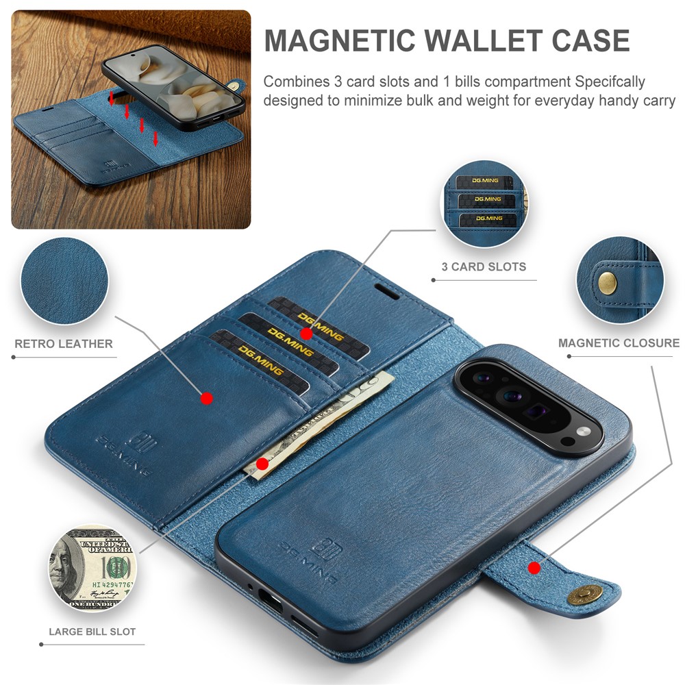 DG.MING DG.MING Google Pixel 10 Pro XL 2in1 Magnet Fodral / Skal Blå
