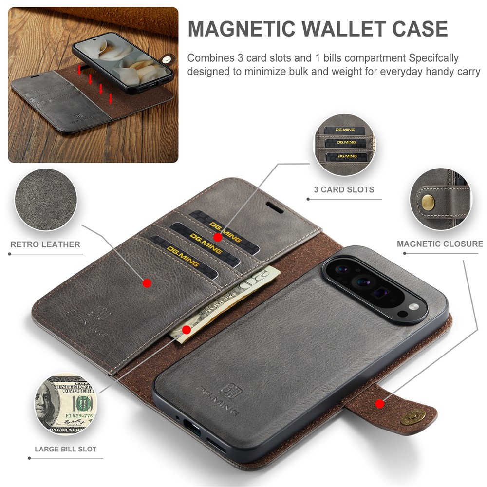 DG.MING DG.MING Google Pixel 10 Pro XL 2in1 Magnet Fodral / Skal Grå