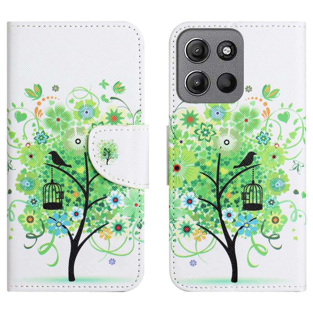  Motorola Moto G86 Power/G86 5G Fodral Läder Grönt Träd