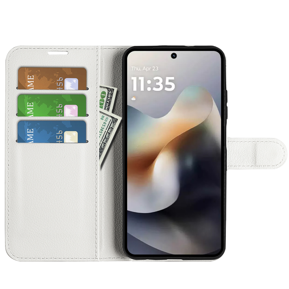  Motorola Moto G56 5G Fodral Litchi Läder Vit