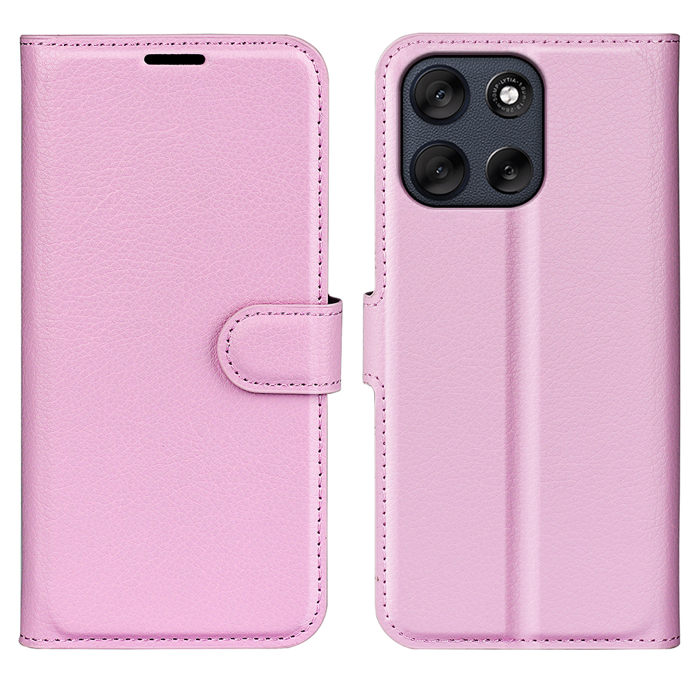  Motorola Moto G56 5G Fodral Litchi Läder Ljus Rosa