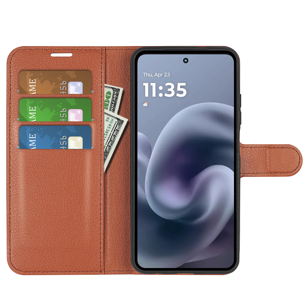  Motorola Moto G86 5G Fodral Litchi Läder Brun