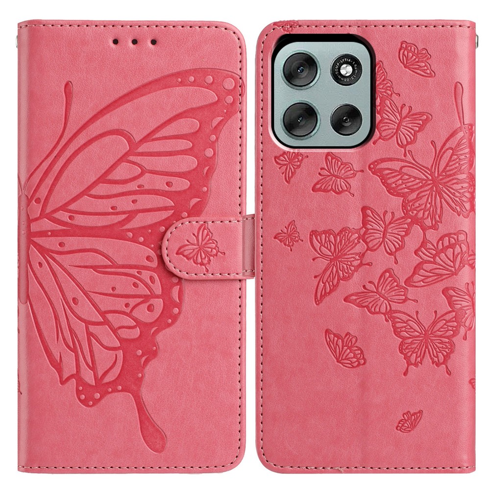  Motorola Moto G56 5G Fodral Fjäril Tryck Rosa