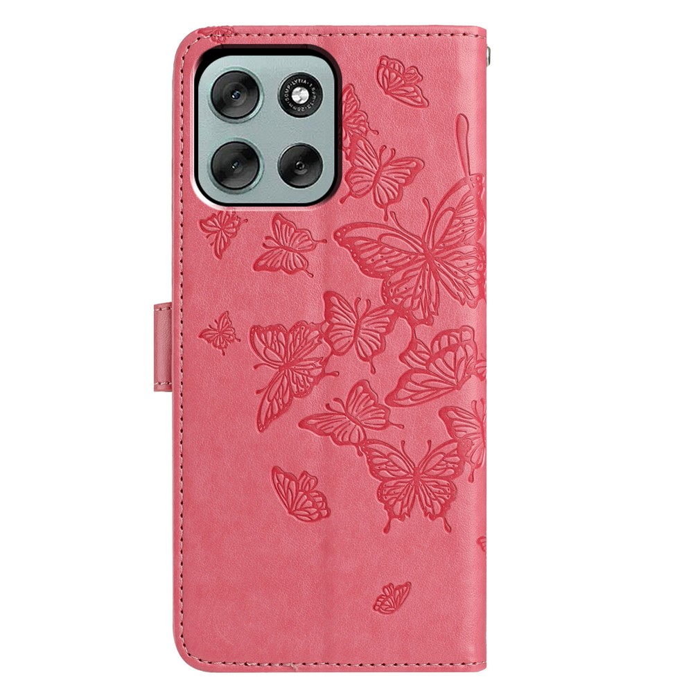  Motorola Moto G56 5G Fodral Fjäril Tryck Rosa