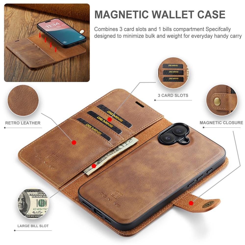 DG.MING DG.MING iPhone 17 2in1 Magnet Fodral / Skal Brun