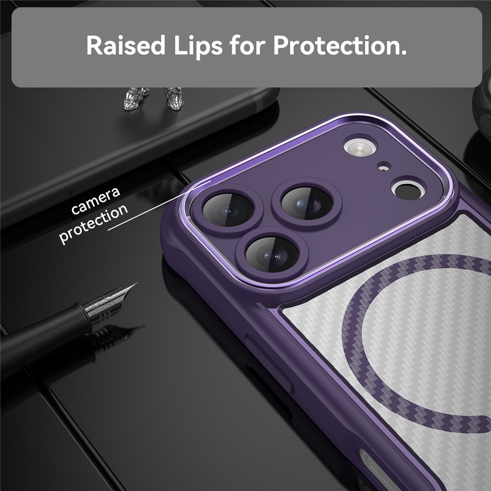  iPhone 17 Pro Skal MagSafe Kolfiber Textur Lila