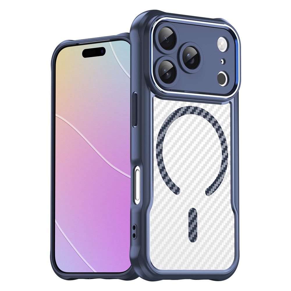  iPhone 17 Pro Skal MagSafe Kolfiber Textur Blå