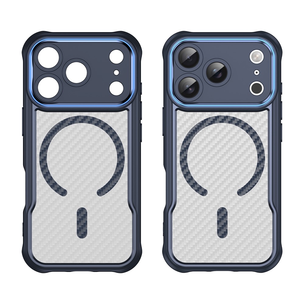  iPhone 17 Pro Skal MagSafe Kolfiber Textur Blå