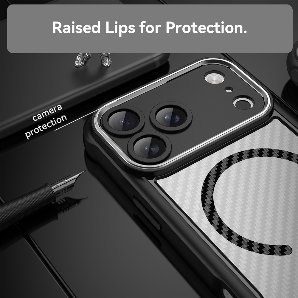  iPhone 17 Pro Max Skal MagSafe Kolfiber Textur Svart